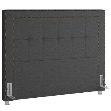 Imagem de Cabeceira Para Cama Box Casal King P05 Atenas Suporte Frame Madeira De Eucalipto Tecido Linho Cinza Lyam Decor