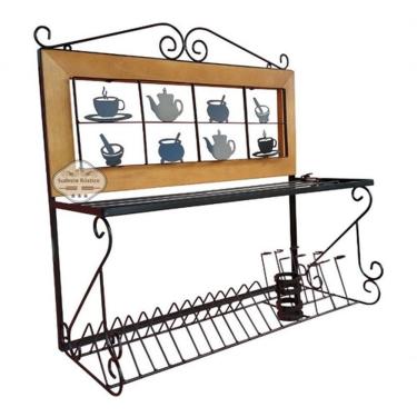 Imagem de Suporte Artesanal Paneleiro Artesanal Panelinha 80cm Sudeste Rústico