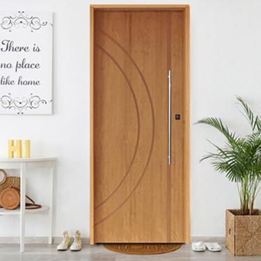 Imagem de Kit Porta De Madeira Pivotante 210X92Cm Batente 14Cm Fechadura 803 Rolete Externa 10 Imbuia