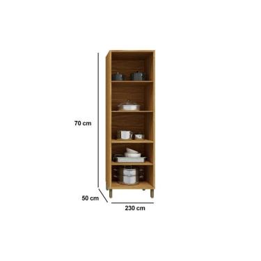 Imagem de Paneleiro De Cozinha Cristaleira 4 Portas (2 C/ Vidro) Canelado 70cm Amendoa/off WhiteRonipa