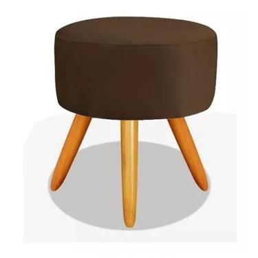 Imagem de Puff Banqueta Retro Redondo Suede Luxo Decora-marrom
