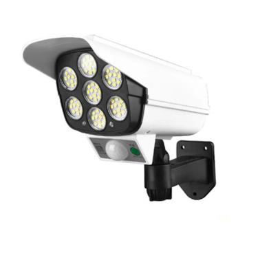 Imagem de Luminaria Solar Camera Falsa Sensor Presença Kit 12 Uni 77 Leds 3 Funçoes Detecta Movimento Iluminaçao Segurança