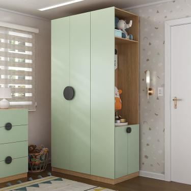 Imagem de Conjunto Modulado Infantil 2 Peças Com 4 Portas 2 Gavetas Com Nichos E Sapateira Joy Kids Cabecasa M Verde-avena