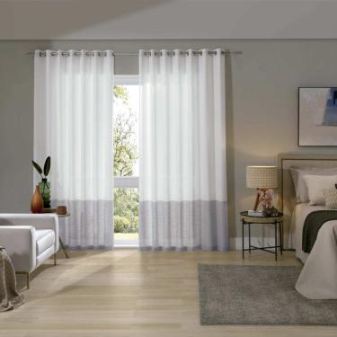 Imagem de Cortina Duplex Com Forro Corta Luz 2,50m De Altura Para Varão De 2,50m A 3,00m Branco aluminio