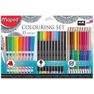 Imagem de Kit Coloração 10 Brush + 10 Fine Point + 12 Cor Duo + Apontador Maped