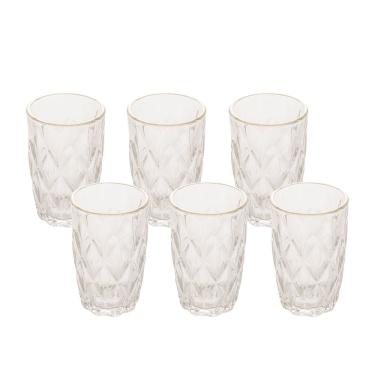 Imagem de Conjunto Com 06 Copos Altos Diamond Com Fio Dourado 350ml 7988 - Lyor