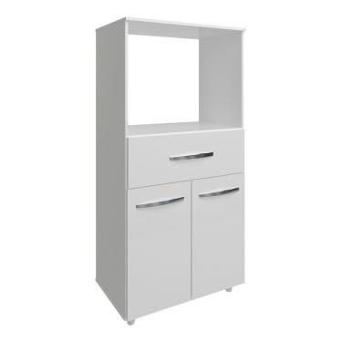 Imagem de Multiuso Armário Laura Com Nicho Para Forno Elétrico E Microondas Com Gaveta E 2 Portas Mobília Decor Branco