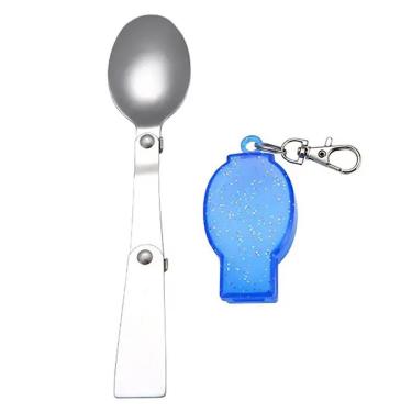 Imagem de Chaveiro Com Colher Dobrável Acampamento Crianças Azul