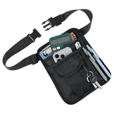 Imagem de Bolsa de garçonete na cintura, avental de garçonete com bolsos, avental de garçonete com cinto ajustável, vários bolsos, aventais de garçonete para restaurante, hotel, bar (preto)