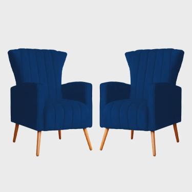 Imagem de Kit 02 Poltrona para Sala Melinda Suede Cores - ds Estofados