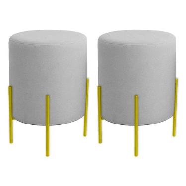 Imagem de Kit 2 Puffs Orgânicos Boucle Thor Com Pés De Ferro Dourado - 7 Decor, 