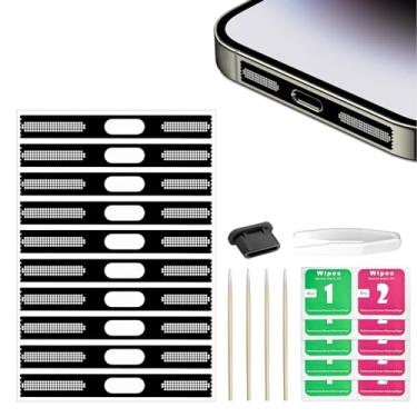 Imagem de Senbos Protetor de adesivos à prova de poeira para alto-falante de iPhone, 10 peças, capa adesiva antipoeira, tela de alto-falante de celular, adesivo à prova de poeira (preto)