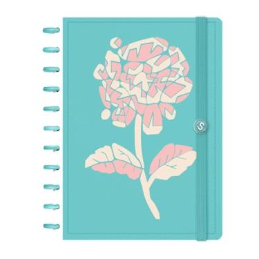 Imagem de Caderno de Disco ISCOOL Grande Flore(Ser) Hortência Verde Oceano
