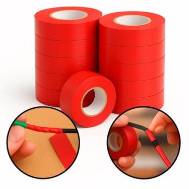 Imagem de Kit 10 Fita Isolante Antichama Vermelha 19mm x 10m Segurança e Resistê