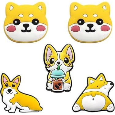 Imagem de Newbloam Pingentes de sapato Corgi; berloques de cachorro para decoração de sapatos de tamanco fofo Corgi filhote de animal de estimação para crianças adultos amantes de cães, acessórios de PVC para