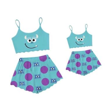 Imagem de Kit Pijama Mãe E Filha Stitch Curto Adulto Short Baby Doll - Isysser, 