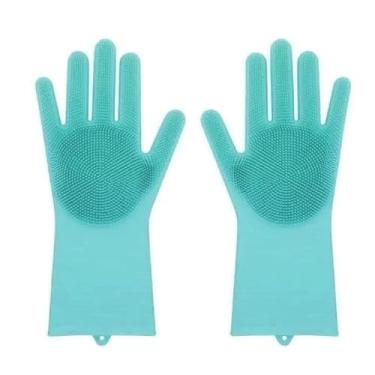 Imagem de Luvas De Silicone MáGicas Multiuso Para Lavar LouçA De Animais De EstimaçãO E Carros, Um Par(VERDE)