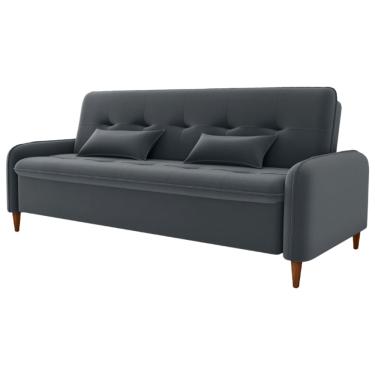 Imagem de Sofa Cama 2 Lugares 206cm Donna Veludo E425 Cinza Milani Store