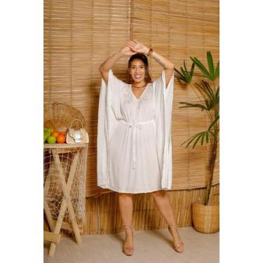 Imagem de Vestido indiano com manga larga - Sutara mística , Branco, unico