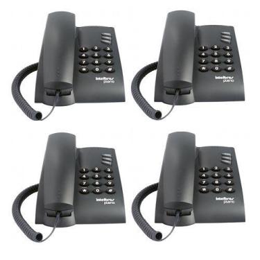 Imagem de Kit 04 Telefones Com Fio Mesa ou Parede Pleno Preto Intelbras