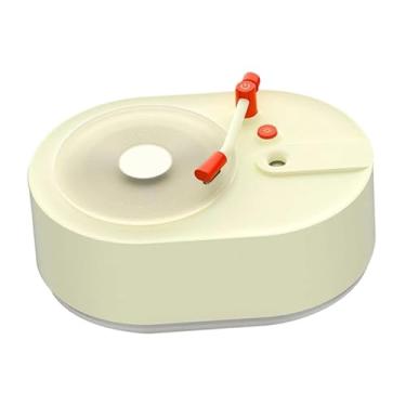 Imagem de Fenteer Umidificador de ar em formato de toca-discos, difusor de óleos essenciais, umidificador de névoa portátil pessoal, difusor de aromas para cabeceira, Bege