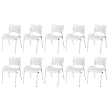 Imagem de Cadeira Iso Base Branco Escola, Escritório Branco Kit 10 Un