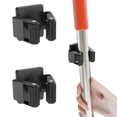 Imagem de UNUSFIRE Suporte de vassoura magnético, pacote com 2 vassouras magnéticas fortes e suporte de esfregão para ferramentas de limpeza, suporte de ferramentas magnético antiderrapante elétrico, ganchos de