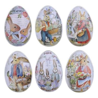 Imagem de Wedhapy Caixa de doces em forma de ovo de páscoa caixa de lata de coelho da Páscoa vazia caixa de ovos de páscoa cestas de Páscoa ovo de Páscoa preenchível ovo de páscoa para cesta de Páscoa, 6 peças