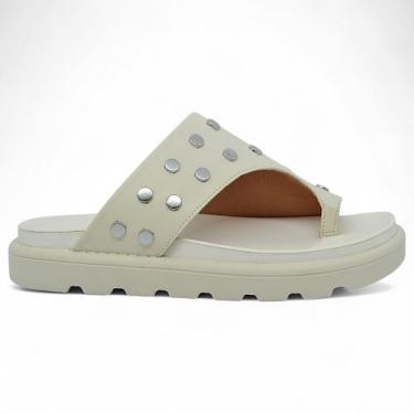 Imagem de Sandalia Vizzano Feminina Tratorada Papete Casual Tachas, Branco, 36