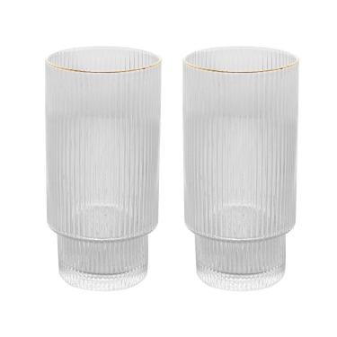 Imagem de Conjunto 2 Copos Altos de Cristal com Fio de Ouro 400 ml Lines Wolff