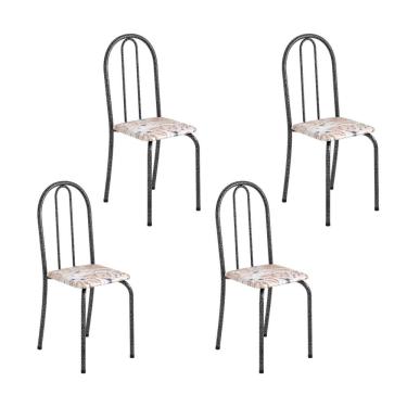 Imagem de Kit 4 Cadeiras Tubular 89x37x42 Cm Ane B Botanic Bege / Mart Prata