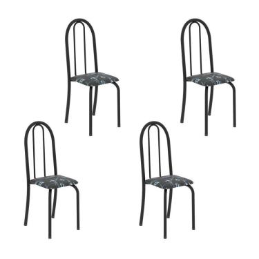 Imagem de Kit 4 Cadeiras Tubular 96x36x41 Cm Iris B Preto