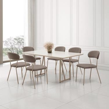 Imagem de Conjunto para Sala de Jantar com 6 Cadeiras Betina Champagne / Marrom / Off White