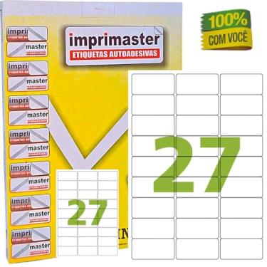 Imagem de Etiquetas Adesivas Imprimaster A4-63,5 X 31mm - CX 100 Folhas - 2700 Etiquetas Adesivas