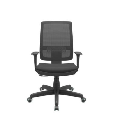 Imagem de Cadeira Office Brizza Tela Preta Assento Aero Preto RelaxPlax Base Sta