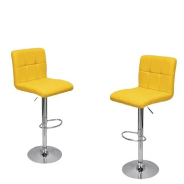 Imagem de Kit 3 Banquetas Confort Gomos Estofada Couro Giratória c/Regulagem (Amarelo)