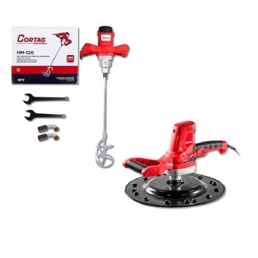 Imagem de Combo Desempenadeira Elétrica Cortag Dec-700 e Misturador Hm-120 para Massa e Argamassa - 127v