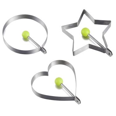 Imagem de 3 moldes de cozinha de aço inoxidável - Moldadores de panqueca e ovo para frigideira ou frigideira