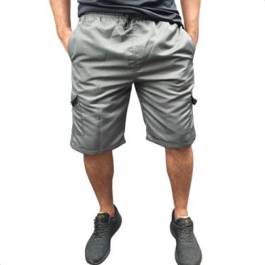 Imagem de Bermuda Cargo Short Masculina 5 Bolsos Elástico Cordão Longa - Moda_Ga