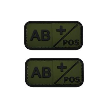 Imagem de Ruoming 2 peças externas 3D PVC borracha macia tipo sanguíneo médico, crachá de gancho de resgate, emblema de moral, acessório DIY (verde AB +)