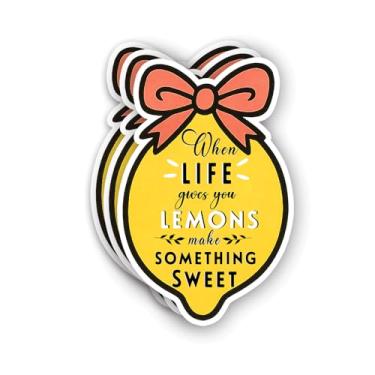 Imagem de (3 peças) When Life Gives You Lemons Make Something Sweet Adesivo Inspirador Motivacional Citações Decalques de Vinil para Tumbler Laptop Kindle Garrafas de Água Livros Telefone - Tamanho 7 x 5 cm