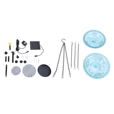 Imagem de Esperando o alimentador de pássaros pendurados camadas solares de duas camadas de grande espaço de jardim externo de jardim com fonte solar para beija -flores e pássaros pequenos