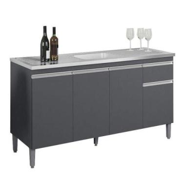 Imagem de Balcão De Pia Tatiane 150 Cm Cinza Fosco - Ajl - AJL MÓVEIS