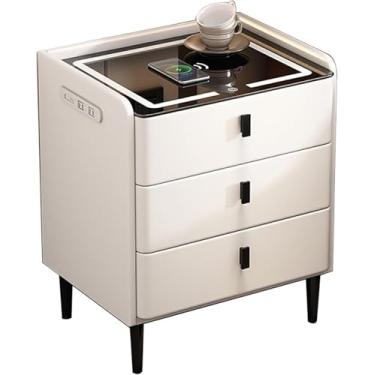 Imagem de Mesa De Cabeceira Led, Mesa Lateral Para Quarto, Mesa De Cabeceira Com 3 Gavetas, Mesa De Cabeceira Com Estação De Carregamento E Portas Usb, Para Quarto, Sala De Estar, Light Gris, 50x40x60cm