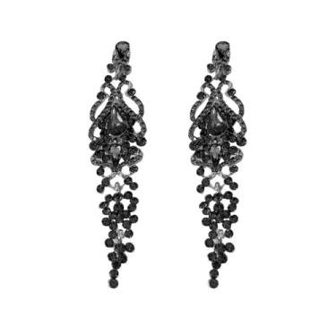 Imagem de Brincos longos de cristal para mulheres, elegante, strass, longo, borla, brinco, bijuteria, noiva, festa de casamento, presentes, Normal, Metal, Strass