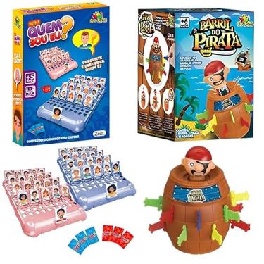 Imagem de Jogo Quem Sou Eu + Jogo Pula Pirata Barril do Pirata Brinquedo Linha Premium M5 Armarinhos