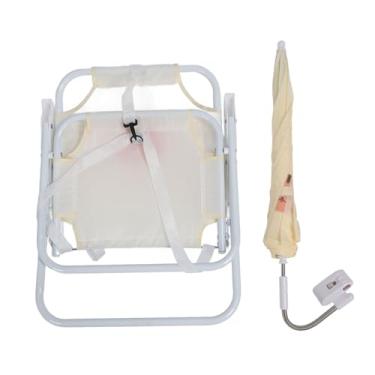 Imagem de Cadeira de praia infantil com guarda -chuva de desenho animado impressão de animais dobráveis cadeira de acampamento portátil para piqueniques de acampamento de praia ao ar livre (Urso)