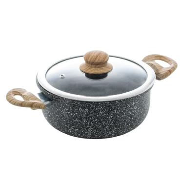 Imagem de WOLFF - Caçarola de Indução em Alumínio com Revestimento Cerâmico e Tampa de Vidro Granilite Preta 24cm