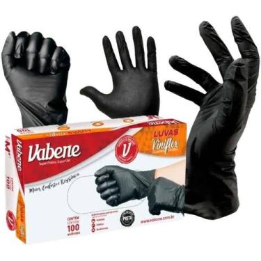Imagem de Luva Preta Viniflex 100un G Descartável Sem Pó Vabene