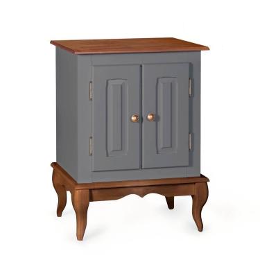 Imagem de Gabinete para Banheiro 2 Portas com Pés Luiz XV Dália 3057 - Cinza/Imbuia Glazer